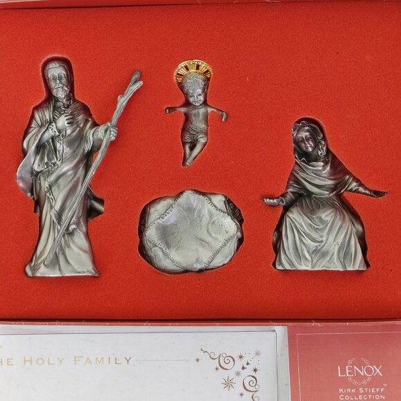 Lenox Pewter The Holy Family 3 pc Nativity Holloware Excellent Condition - Picture 6 of 13
